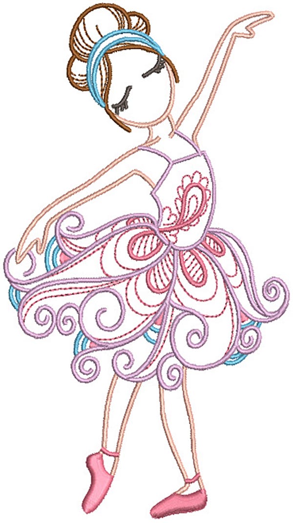 Mehndi Ballerinas 1 Machine Embroidery Designs by JuJu