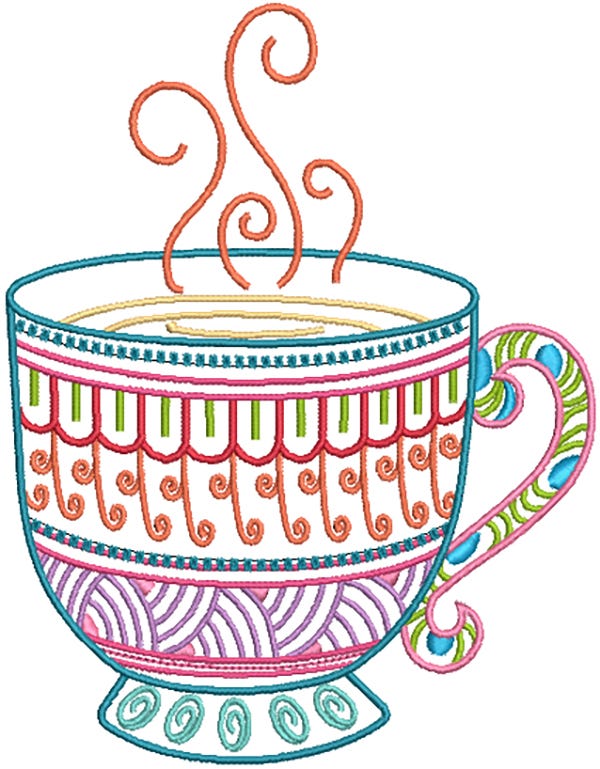 Mehndi Tea Time Machine Embroidery Designs by JuJu