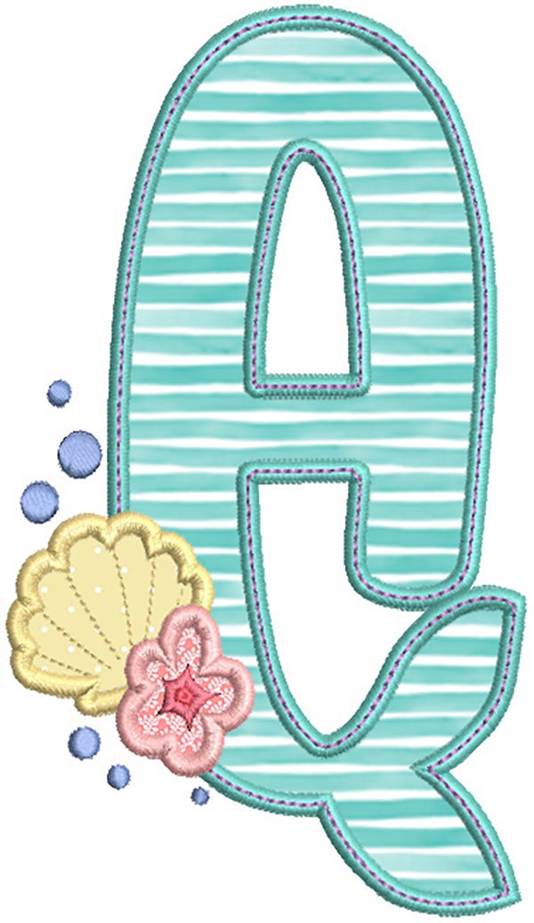 Mermaid Applique Alphabet Machine Embroidery Designs By JuJu