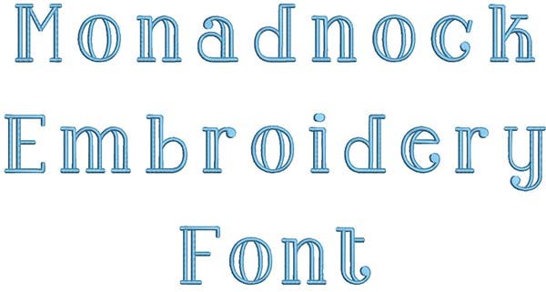 Monadnock Embroidery Font | Machine Embroidery Designs by JuJu