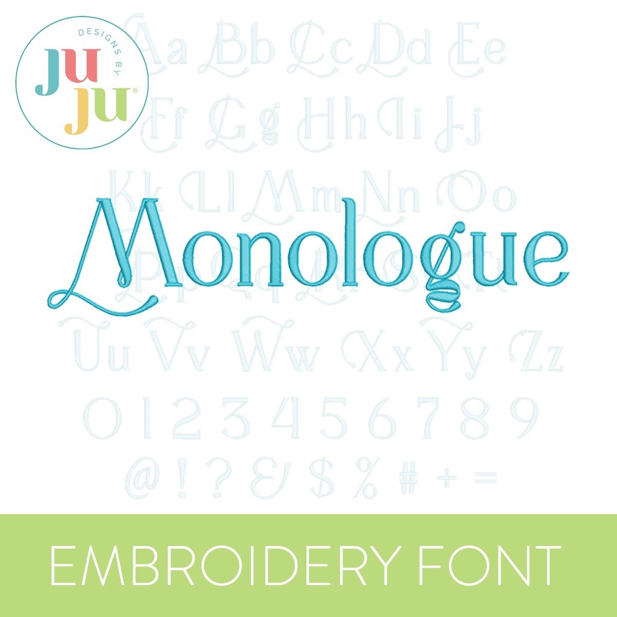 Monologue Embroidery Font | Machine Embroidery Designs by JuJu