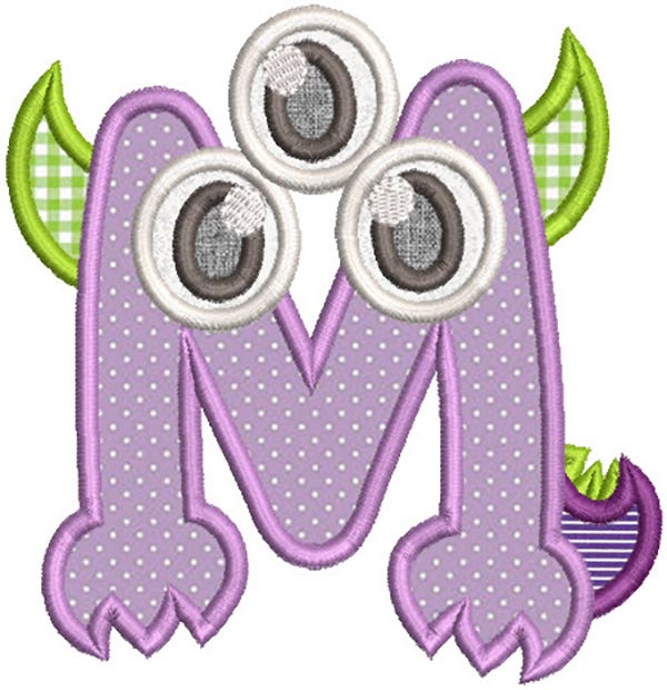 Monster Baby Applique Alphabet Machine Embroidery Designs By JuJu