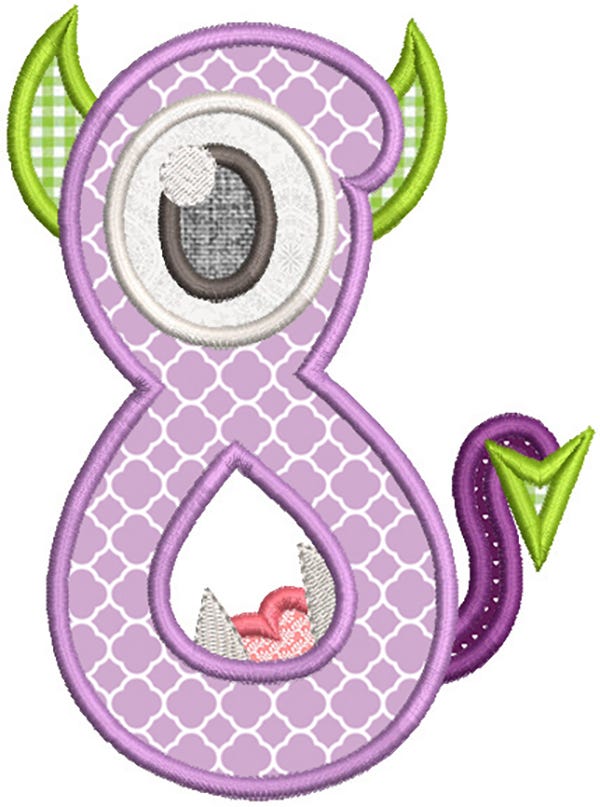 Monster Baby Numbers Applique Machine Embroidery Designs By JuJu