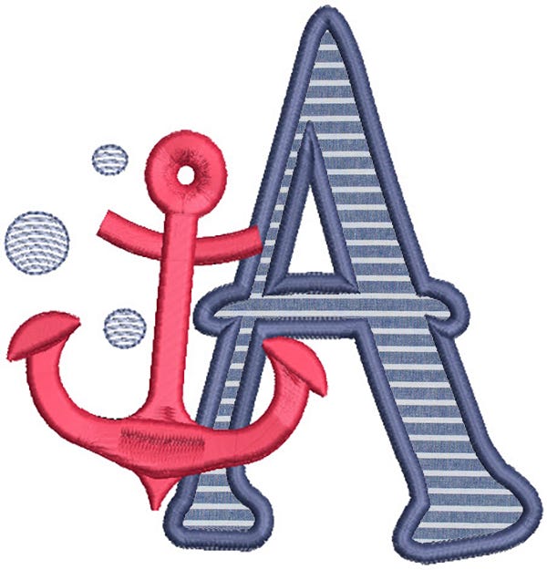 Nautical Applique Alphabet | Machine Embroidery Designs by JuJu
