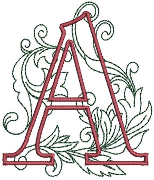 Ornate Vine Monogram | Machine Embroidery Designs by JuJu