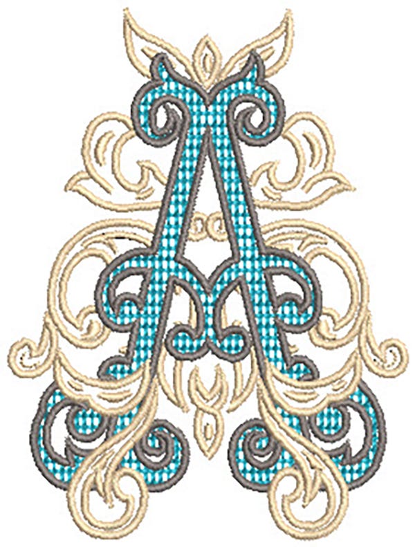 Ornate Vintage Vine Monogram | Machine Embroidery Designs by JuJu
