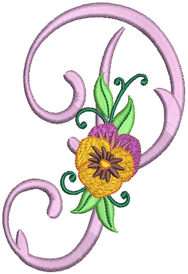 Pansy Monogram Machine Embroidery Designs By JuJu