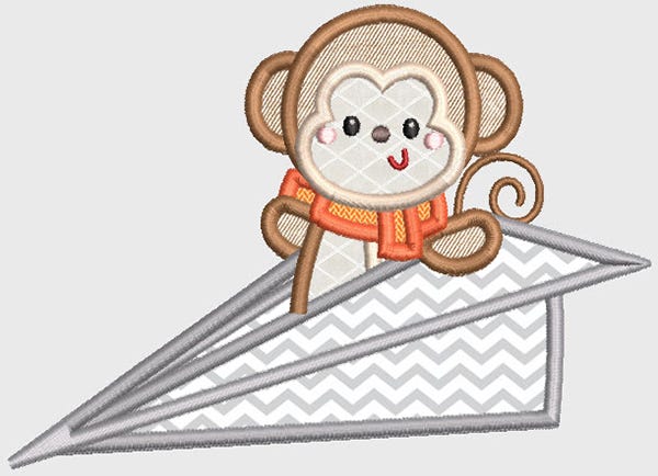 Paper Plane Critters Applique Machine Embroidery Designs by JuJu 