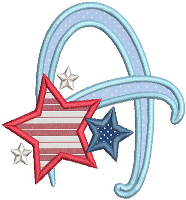 Patriotic Applique Alphabet Machine Embroidery Designs By JuJu