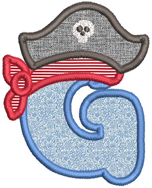 Pirate Applique Alphabet Machine Embroidery Designs By JuJu