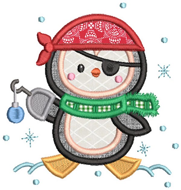 Pirate Christmas Applique Machine Embroidery Designs by JuJu 