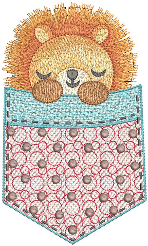 Pocket Lion | Machine Embroidery Designs by JuJu