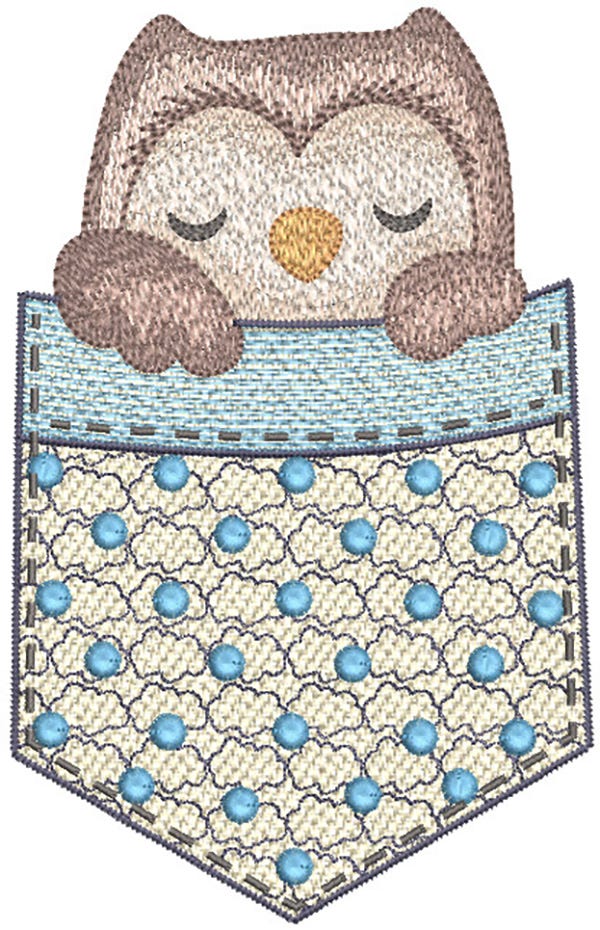 Pocket Owl | Machine Embroidery Designs by JuJu