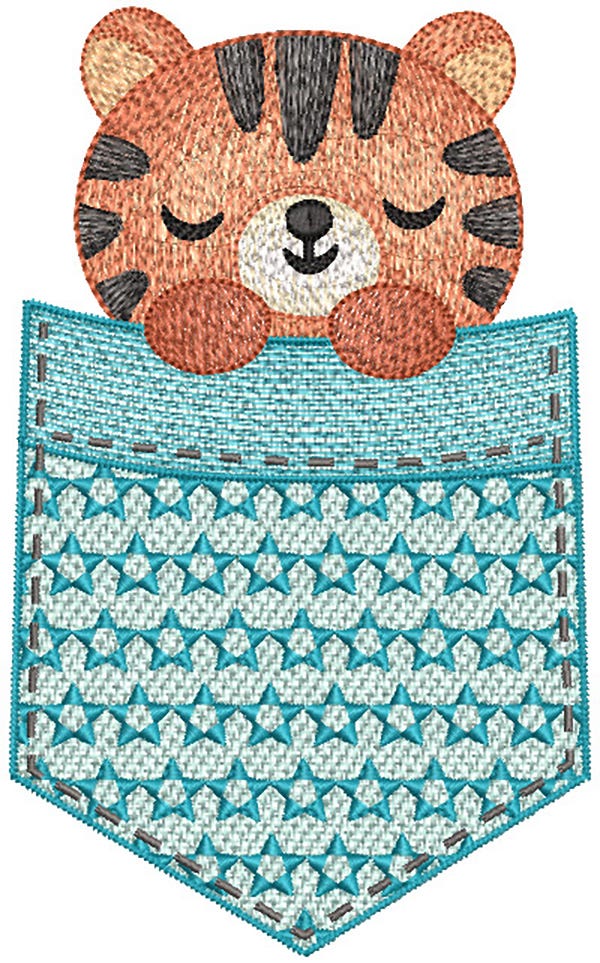 Pocket Tiger | Machine Embroidery Designs by JuJu