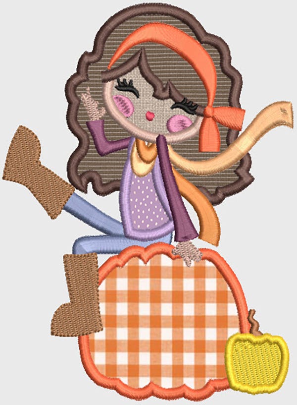 Pumpkin Spice Girls Digital Machine Embroidery Designs by JuJu