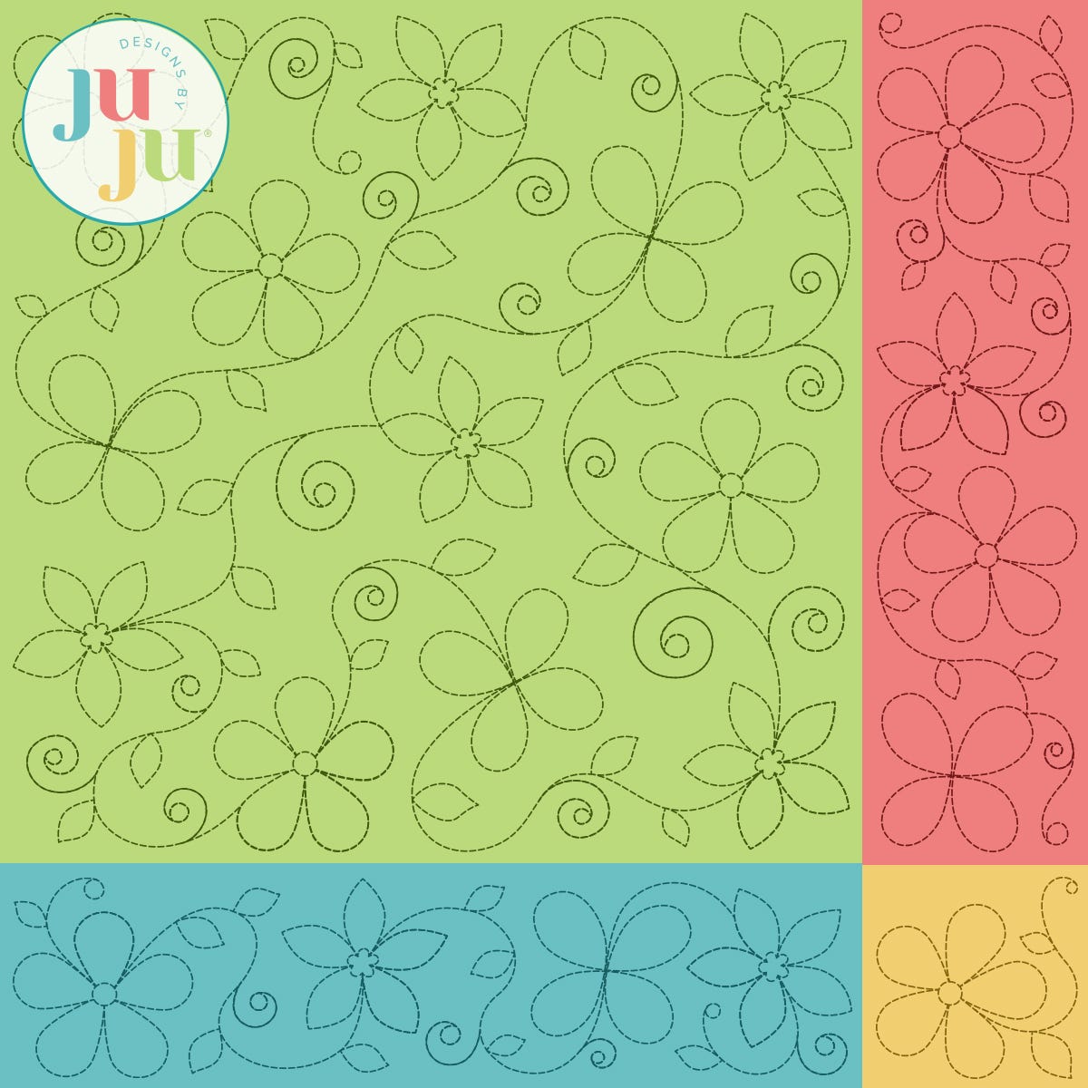 Vines Flowers Leaves Quilting Backdrops Design | Machine Embroidery Designs by JuJu