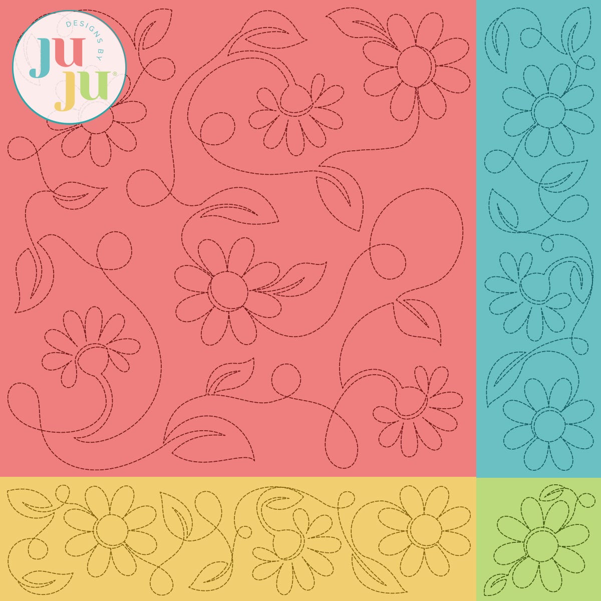 Daisies Quilting Backdrops Design | Machine Embroidery Designs by JuJu