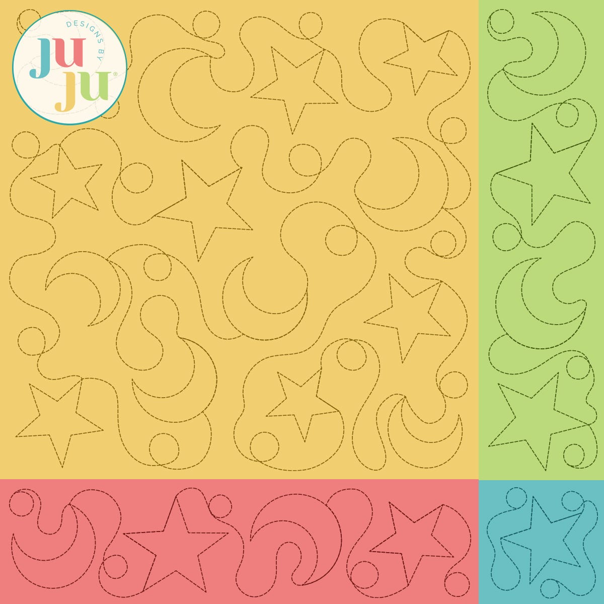 Stars Moons Quilting Backdrops Design | Machine Embroidery Designs by JuJu