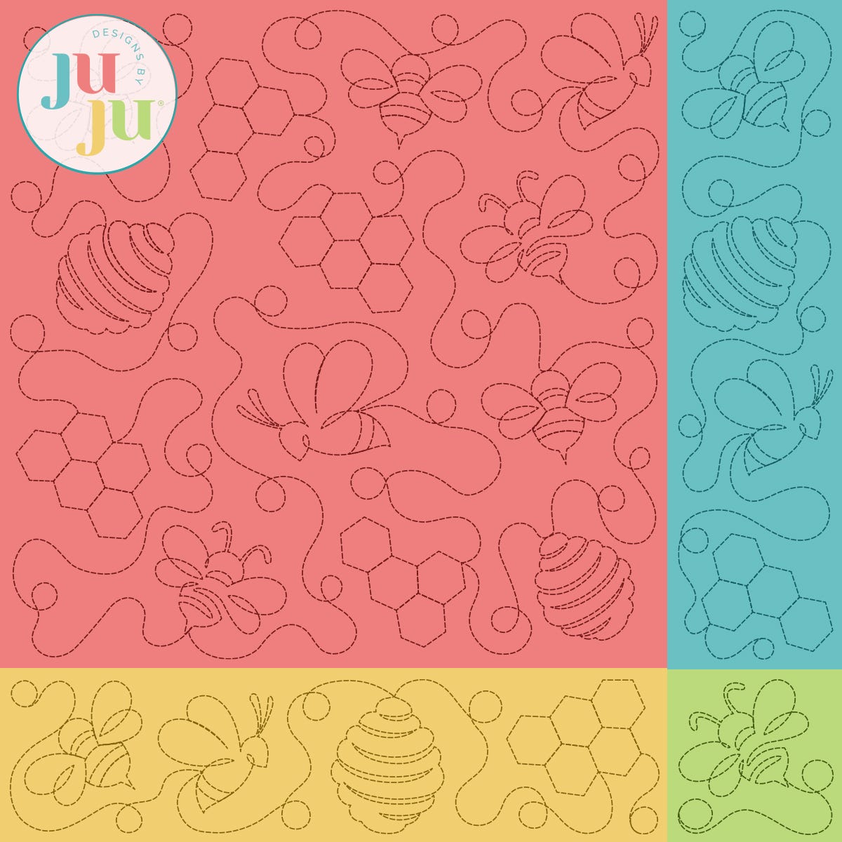 Bumblebee Quilting Backdrops Design | Machine Embroidery Designs by JuJu