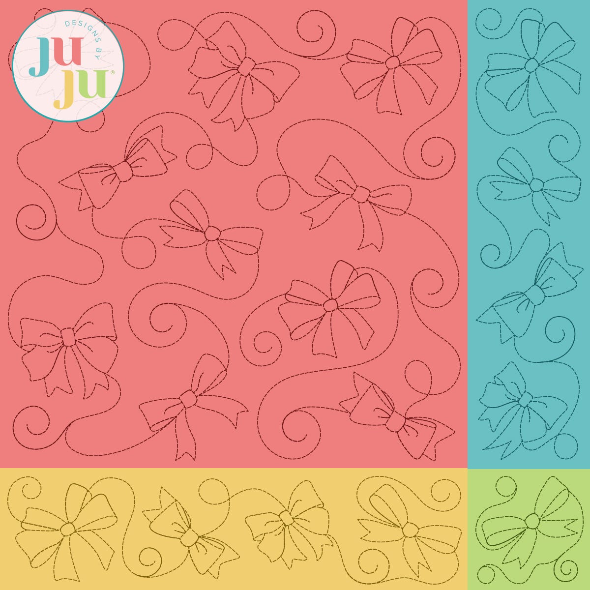 Bows And Swirls Quilting Backdrops Design | Machine Embroidery Designs by JuJu