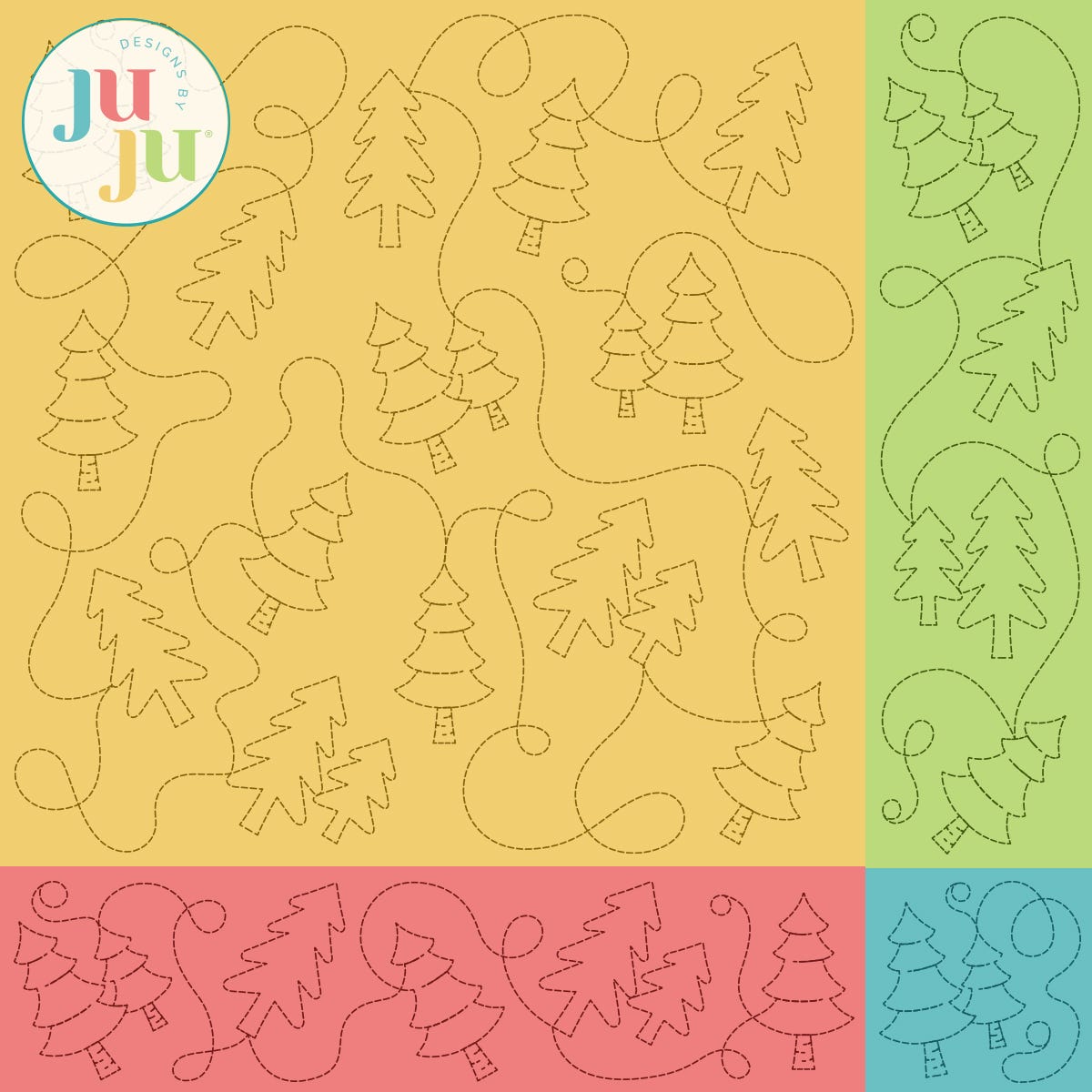 Woodland Trees Quilting Backdrops Design | Designs by JuJu Digital Embroidery Designs