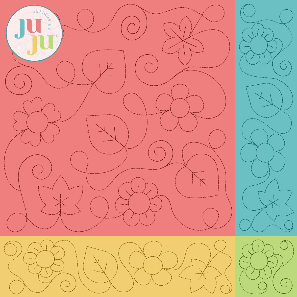 Floral 1 Quilting Backdrops Design | Machine Embroidery Designs by JuJu