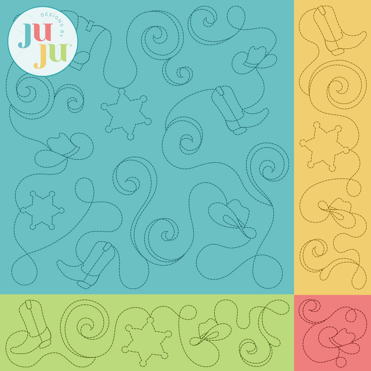 Western Embroidery Quilting Backdrops Design | Machine Embroidery Designs by JuJu