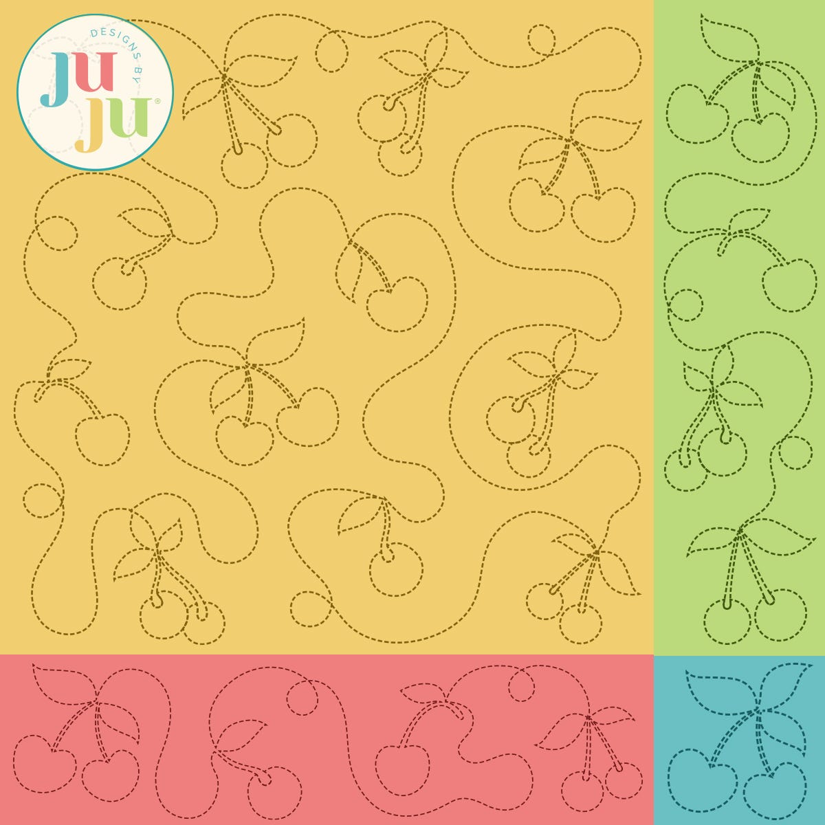 Cherries Quilting Backdrops Design | Machine Embroidery Designs by JuJu