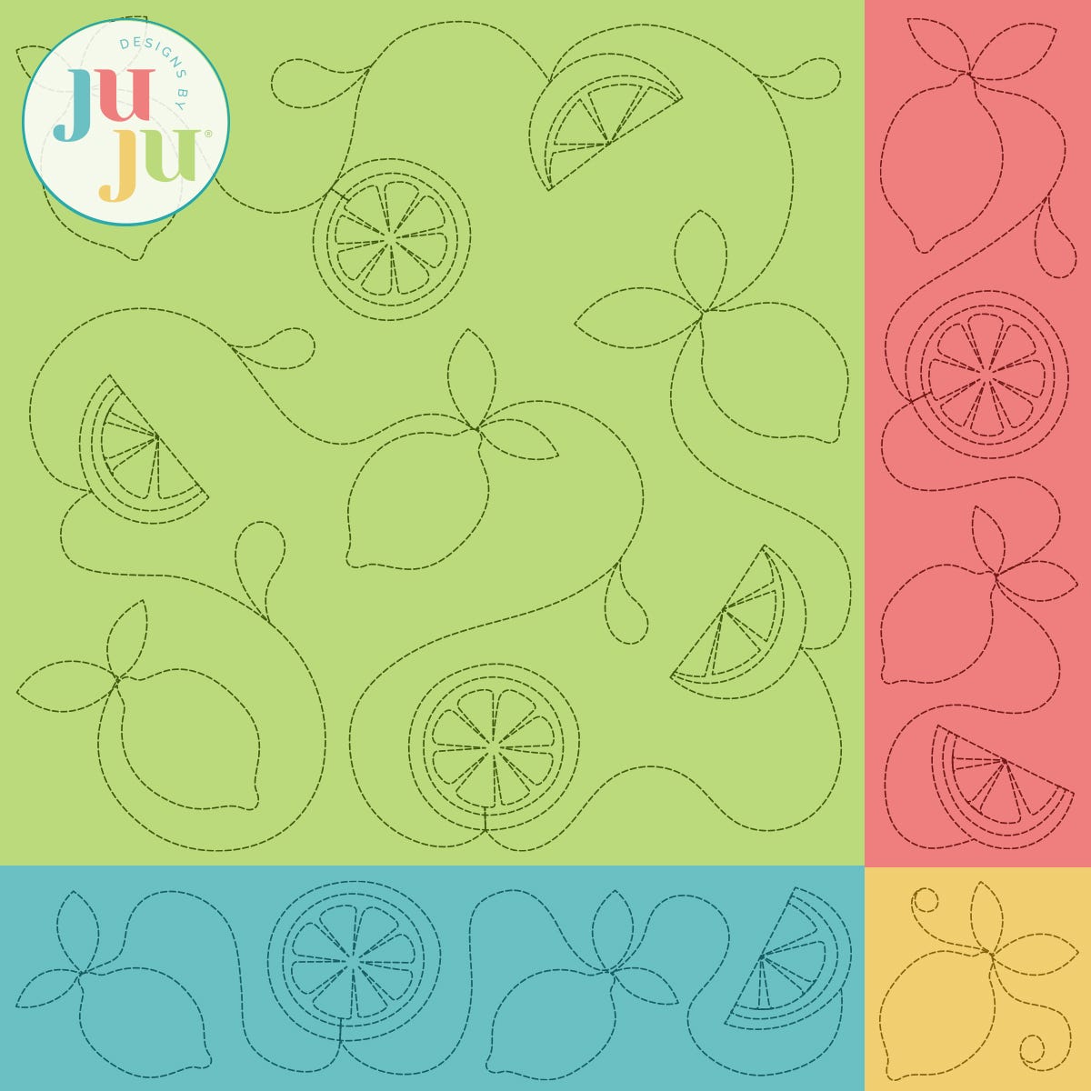 Lemons Quilting Backdrops Design | Machine Embroidery Designs by JuJu