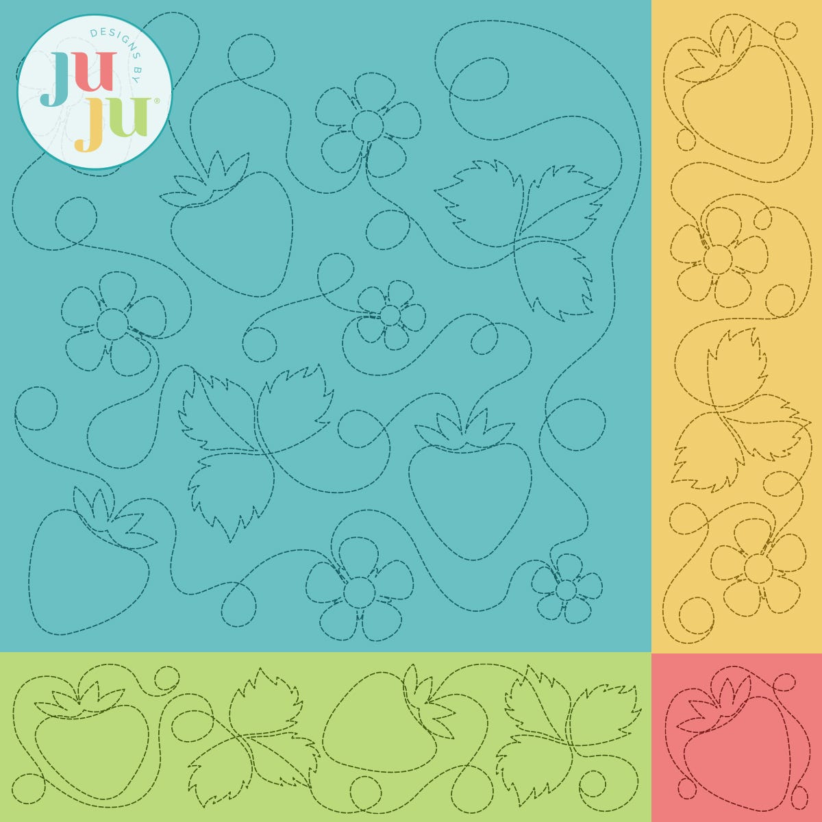 Strawberries Quilting Backdrops Design | Machine Embroidery Designs by JuJu