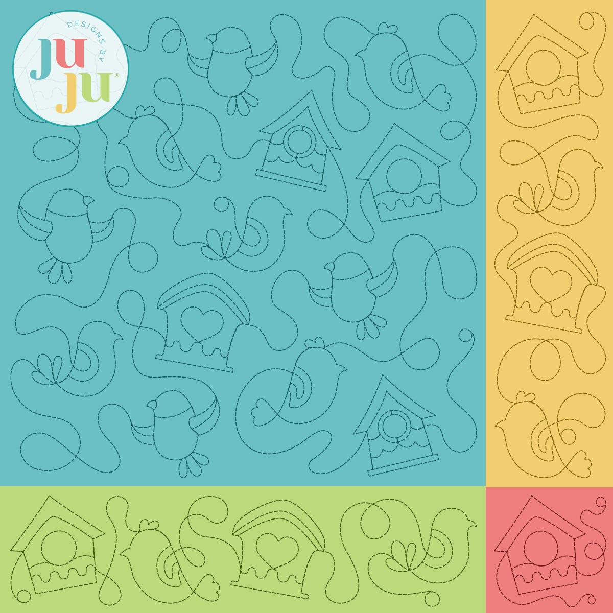 Birds and Birdhouses Quilting Backdrops Design