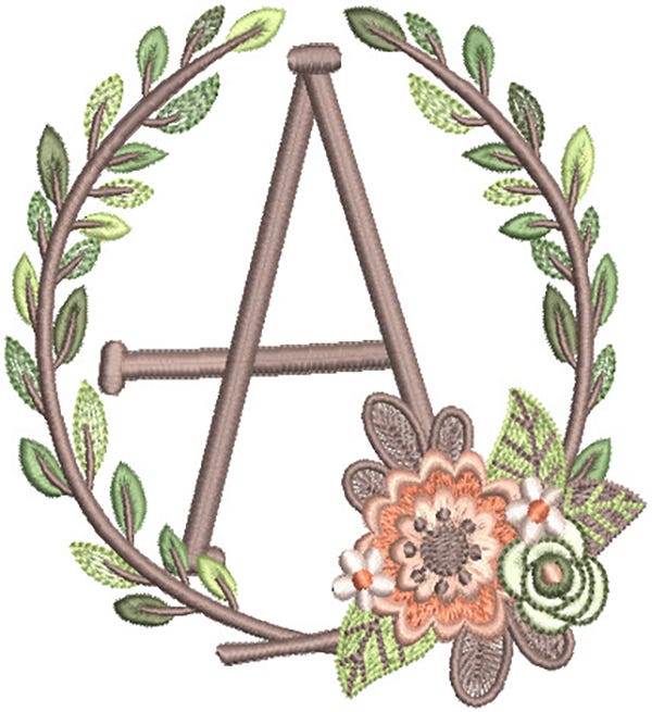 Rustic Wreath Alphabet Digital Embroidery Machine Designs by JuJu