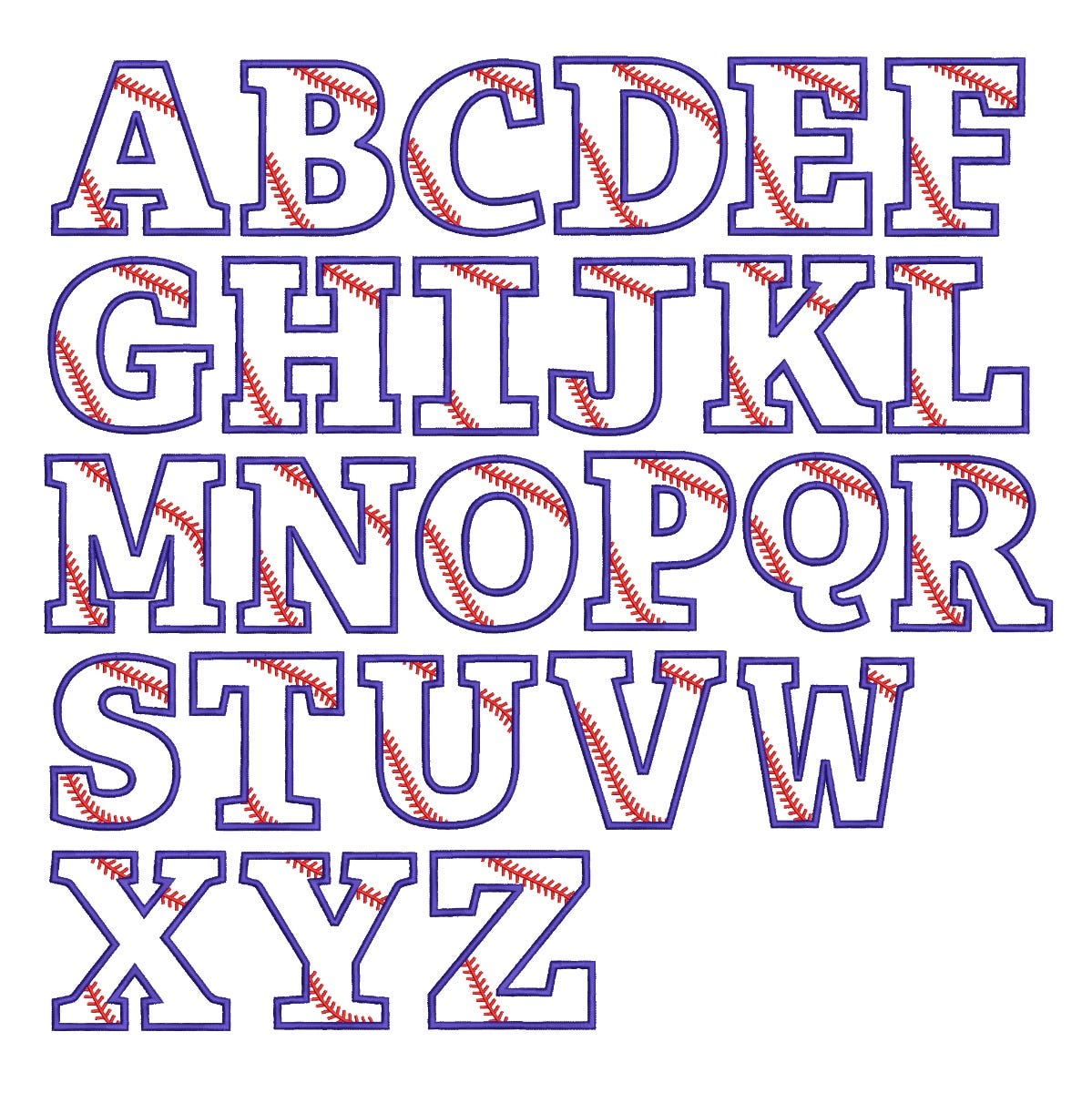 Baseball Letter Alphabet | Machine Embroidery Designs by JuJu