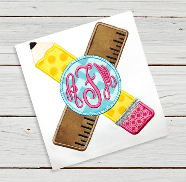 Pencil Ruler Monogram Circle