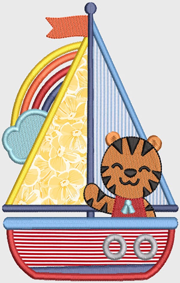 Sailing Animals Applique Digital Embroidery Designs by JuJu