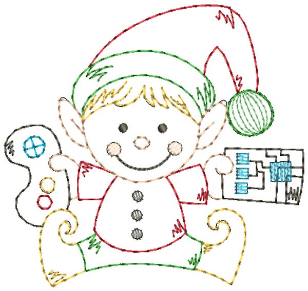 Santa's Workshop Vintage Stitch Machine Embroidery Designs by JuJu