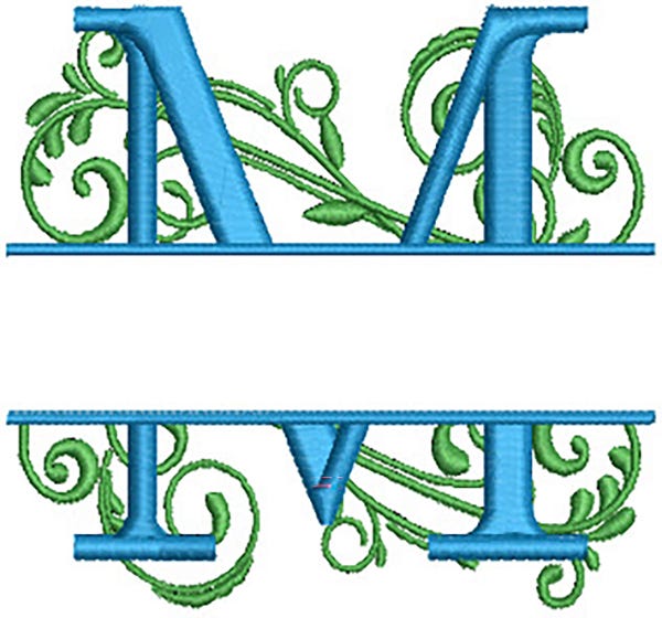 Scrolling Split Monogram Machine Embroidery Designs By JuJu