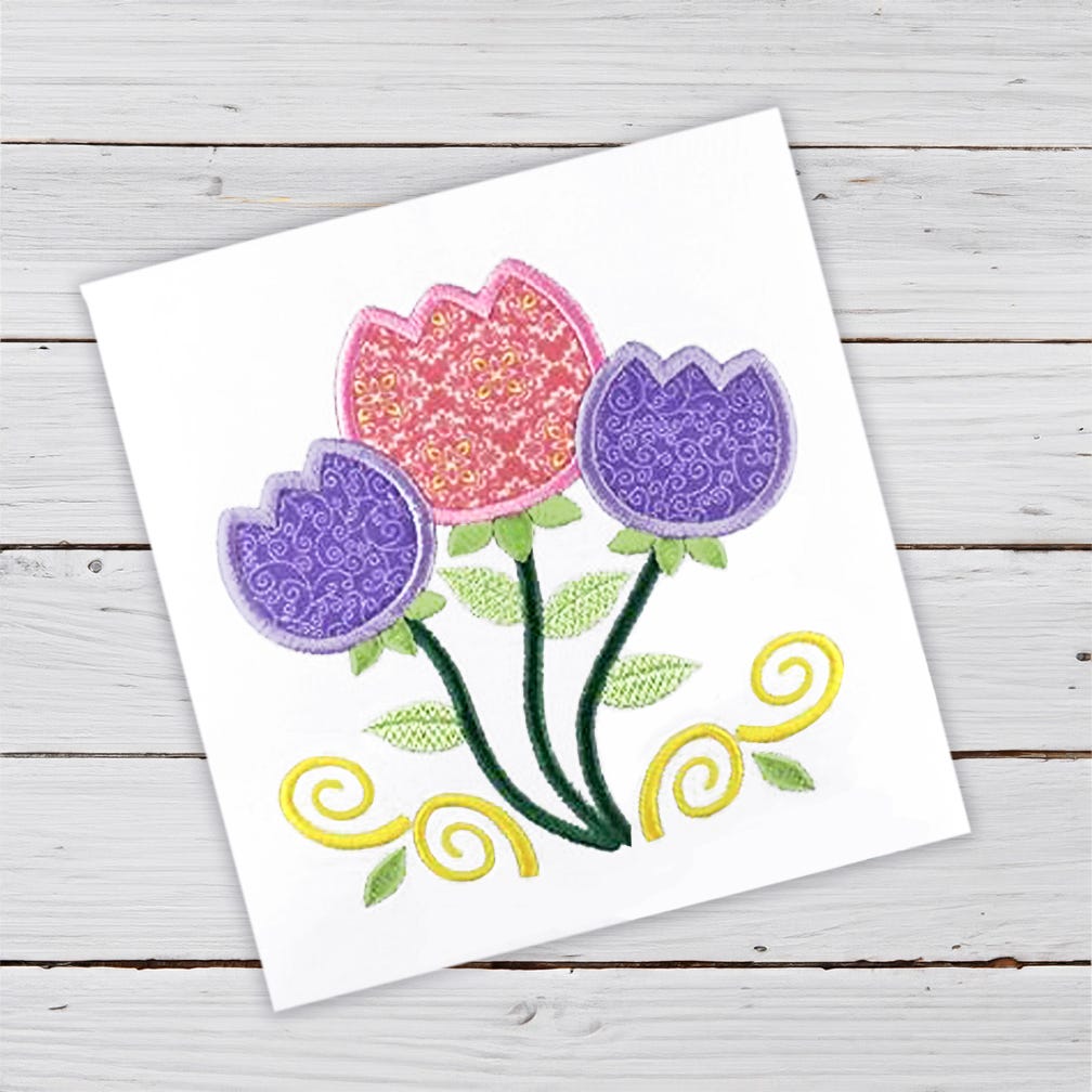 3 Tulips | Machine Embroidery Designs by JuJu