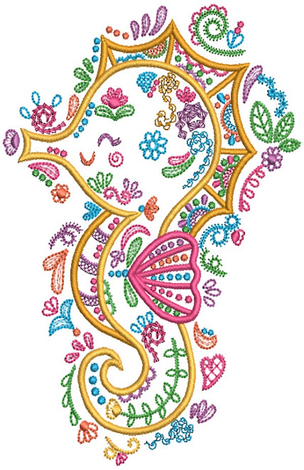 Sea Life Doodles Machine Embroidery Designs by JuJu