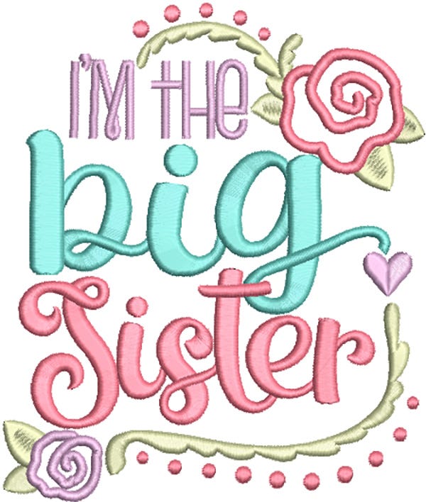 Sibling Word Art Sisters Machine Embroidery Designs by JuJu