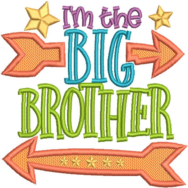 Sibling Word Art Brothers Machine Embroidery Designs by JuJu