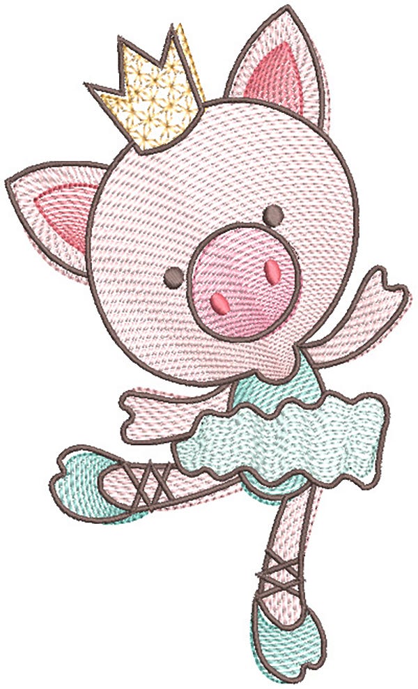 Sketch Ballerina Animals 1 Machine Embroidery Designs by JuJu
