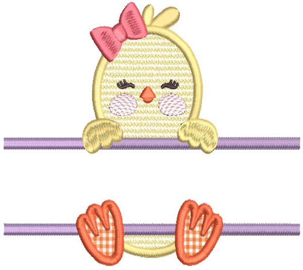 Split Easter Cuties Applique Machine Embroidery Designs by JuJu 