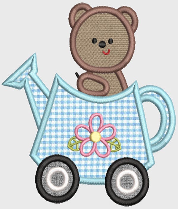 Spring Bear Cars Applique Machine Embroidery Designs by JuJu 
