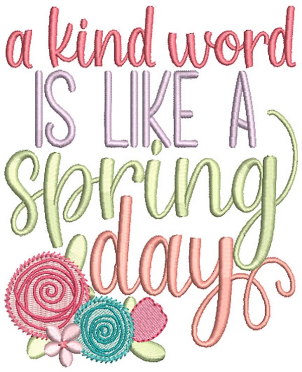 Spring Flowers Word Art Machine Embroidery Designs by JuJu