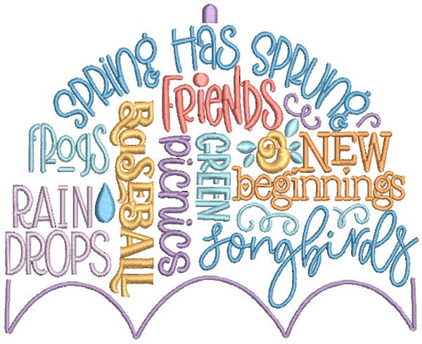 Spring Showers Subway Art Machine Embroidery Designs by JuJu