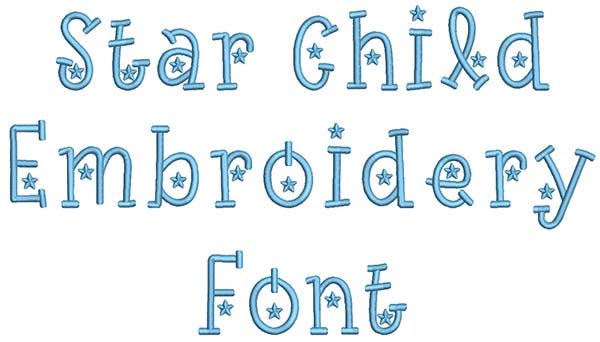 Star Child Embroidery Font | Machine Embroidery Designs by JuJu