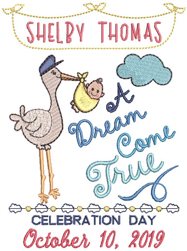 Stork Adoption Announcement Machine Embroidery Designs by JuJu