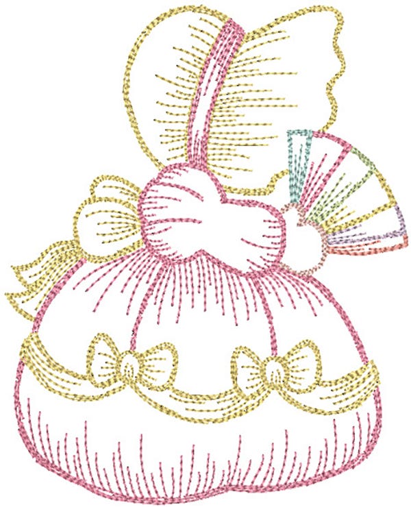 Sunbonnet Belles Vintage Sketch 2 | Machine Embroidery Designs by JuJu