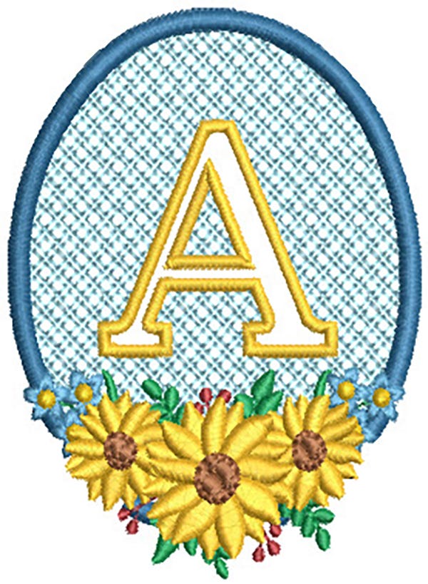 Sunflower Embossed Alphabet | Machine Embroidery Designs by JuJu